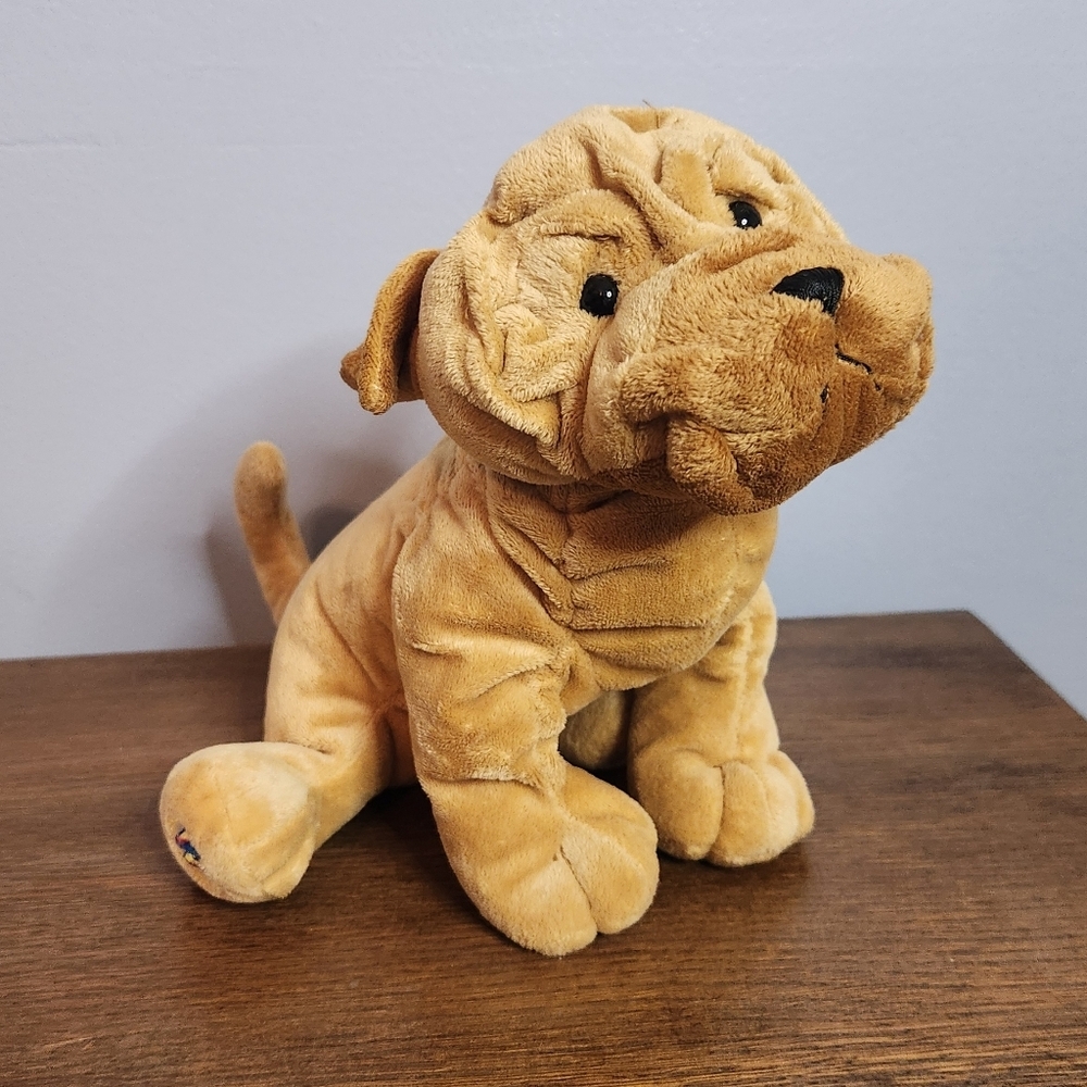 10in Ganz Webkinz Shar Pei Puppy Dog Brown Carmel Wrinkel